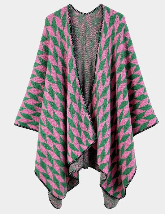 Pink & Green Poncho/Shawl