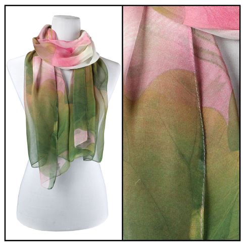 Lotus Flower Pink & Green Scarf