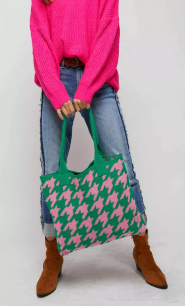 ONLY 1 LEFT Pink Green Tote Bag Curvy Soror