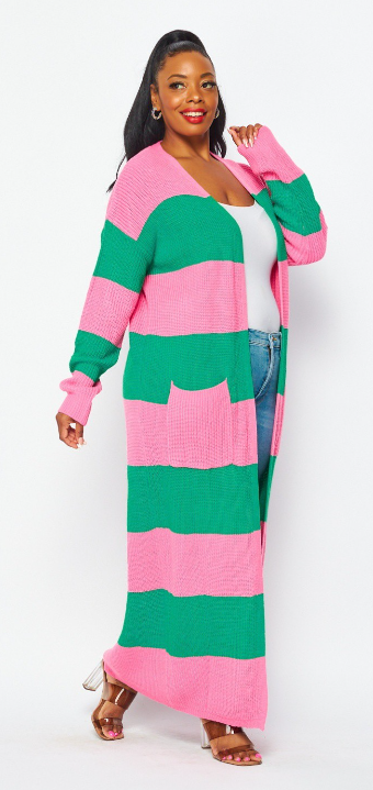 Striped Long Cardigan