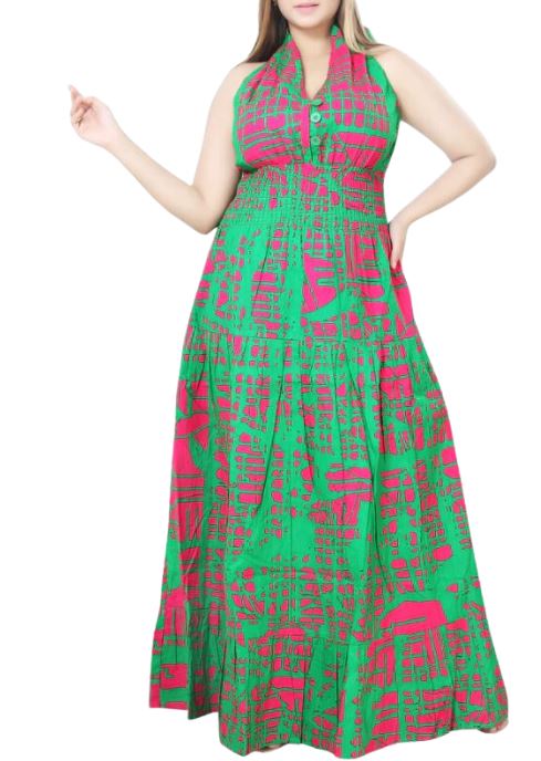 NEW!  Abstract Print Smocked Maxi Dress