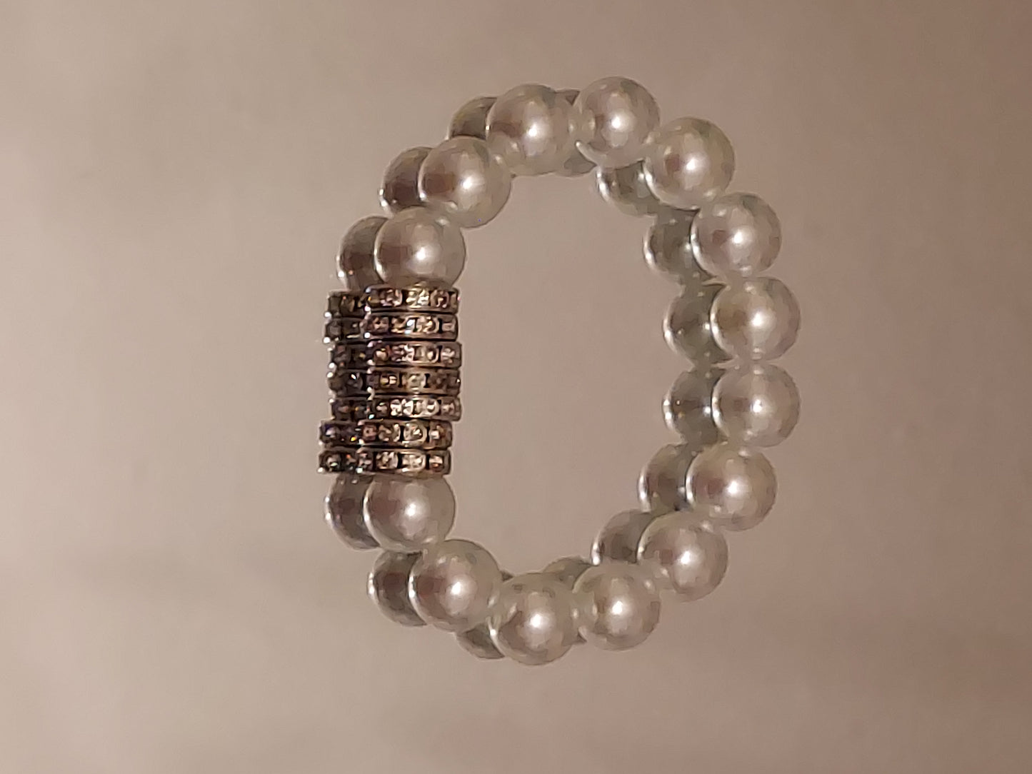 Pearl Stretch Bracelet with Rhinestone Accents