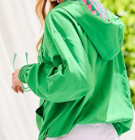 New! Windbreaker with Pink/Green Lining