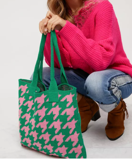 ONLY 1 LEFT! Pink & Green Tote Bag