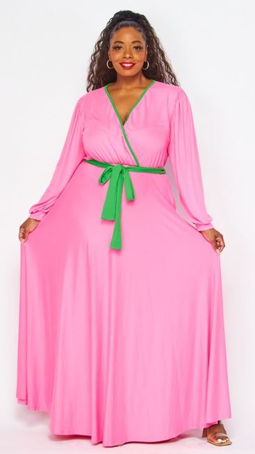 Green Trim Maxi Dress