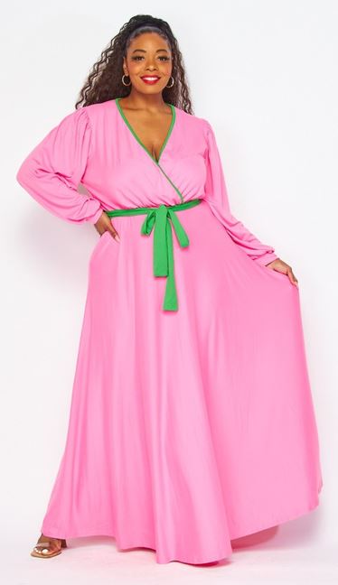 Green Trim Maxi Dress