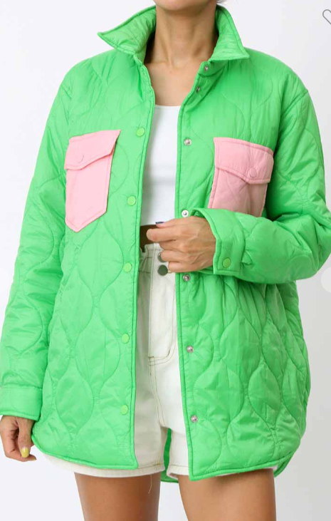 NEW! Pink and Green Quilted Jacket