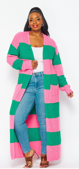 Striped Long Cardigan