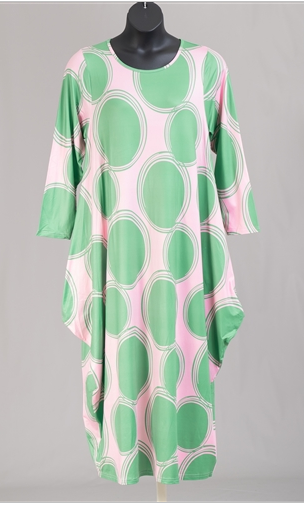 NEW!  Pink & Green Circle Maxi Dress