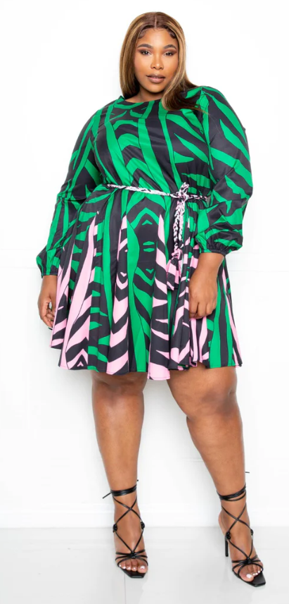 Pink and Green Print Dress (12)