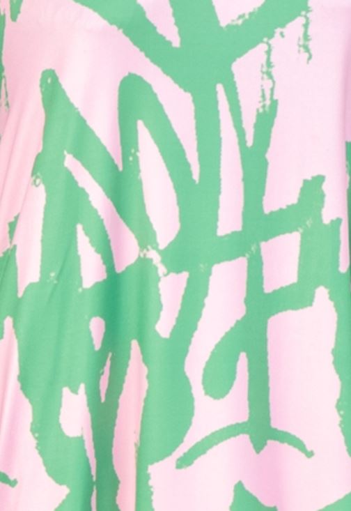 NEW! Pink & Green Abstract-print Maxi Dress