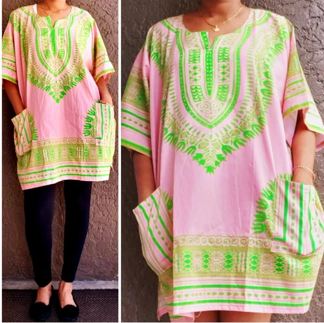 RESTOCK ALERT! - Pink and Green Dashiki Curvy Soror RESTOCK ALERT! - Pink and Green Dashiki Curvy Soror