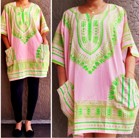 RESTOCK ALERT! - Pink and Green Dashiki