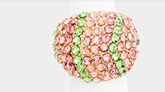 ONLY 4 LEFT! Pink and Green Bling Ring (V)