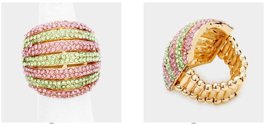 Pink and Green Bling Ring (H)