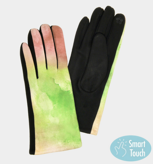 Pink & Green Smart Touch Gloves